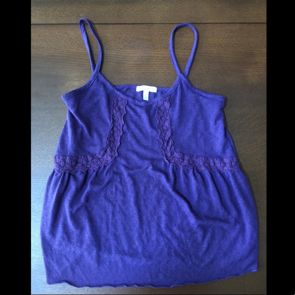 purple tank top with lace detailing